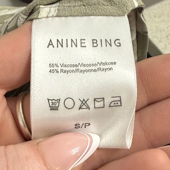 Anine Bing Bruni Tropical Print Button Down Short Sleeve Shirt Size Small - Picture 3 of 4